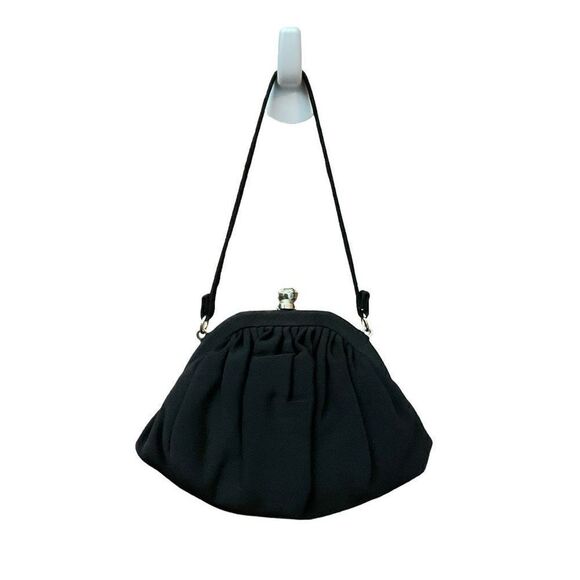 Garay Purse Clutch Inner Attached Coin Purse Black Wrist Hand Strap Snap Closure - Picture 1 of 12